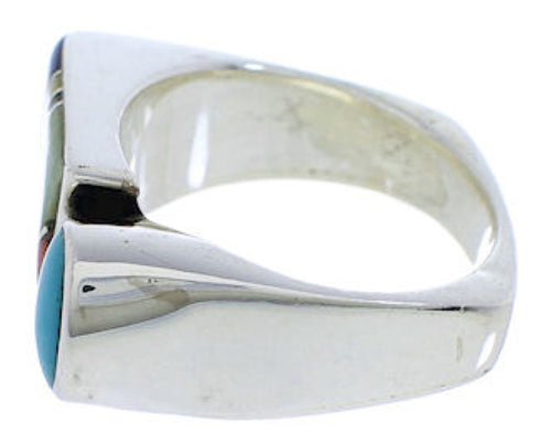 Southwestern Sterling Silver Multicolor Ring Size 6-1/4 UX39891